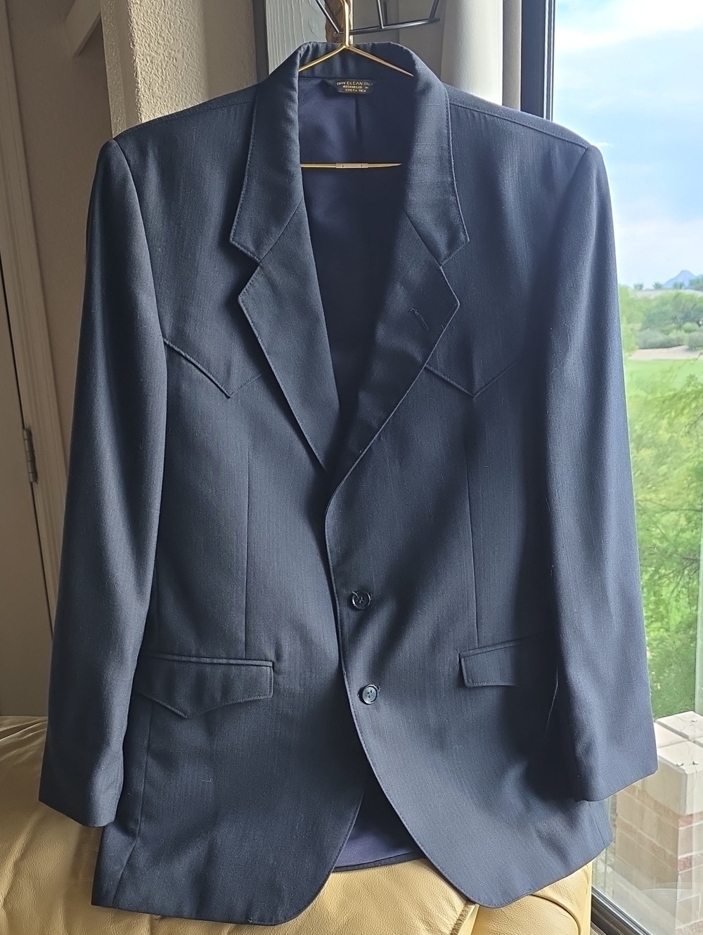 Vintage Farah Men's Western Dark Navy Sport Coat - Blazer Wool Blend 40R